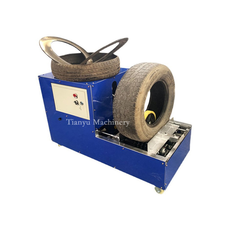 Used Tires Strip Tire Cutting Machine Double Knife Waste Rubber Car Tire Ring Cutter Recycling Slicing Machine