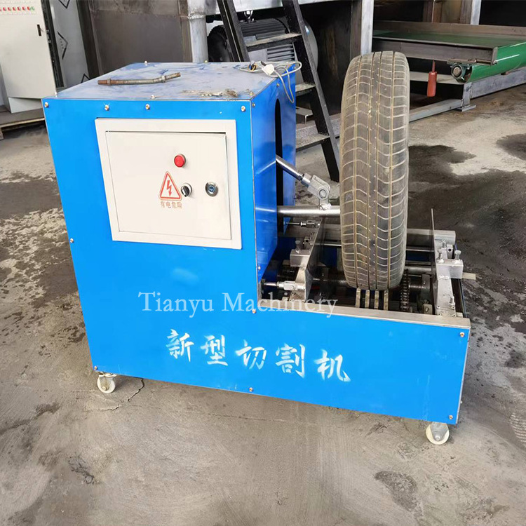 Used Tires Strip Tire Cutting Machine Double Knife Waste Rubber Car Tire Ring Cutter Recycling Slicing Machine