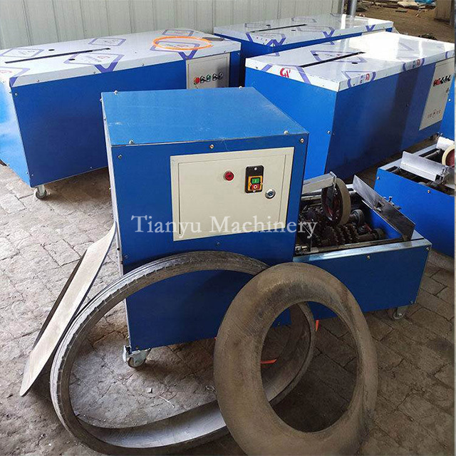 Used Tires Strip Tire Cutting Machine Double Knife Waste Rubber Car Tire Ring Cutter Recycling Slicing Machine