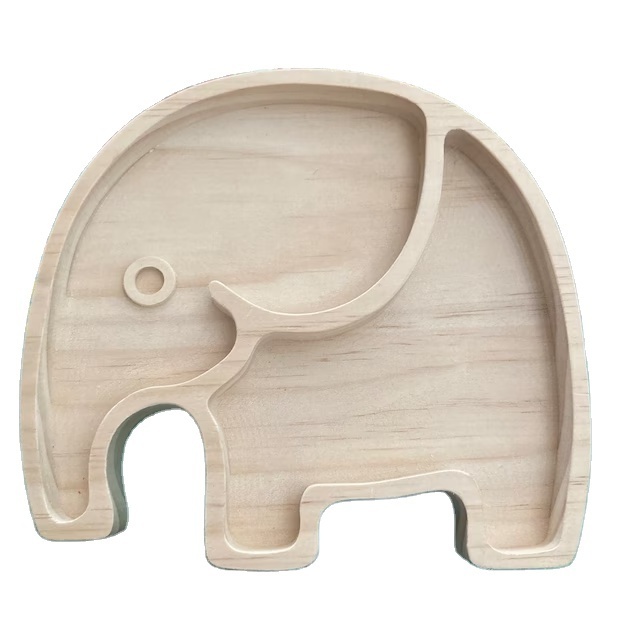 Baby food supplement bowls High quality baby feeding set utensils bamboo plates for kids cartoon Bear Animal elephant tray