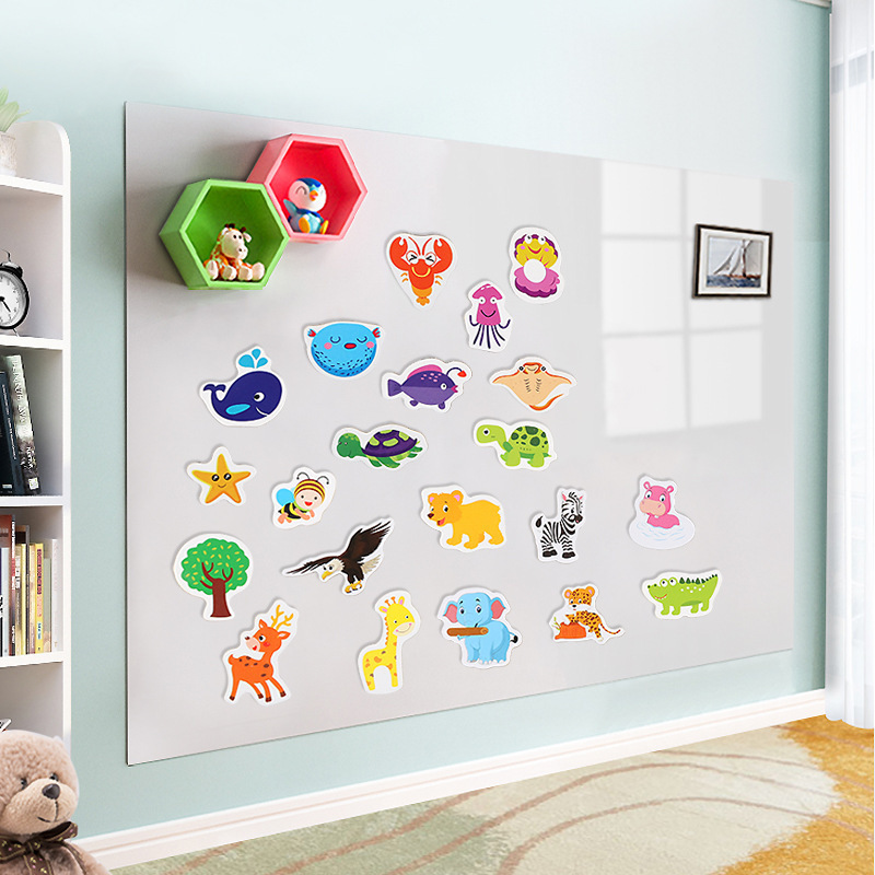 Wooden magnetic refrigerator stickers children's 3d puzzle early education knowledge cartoon animal soft magnetic wall stickers