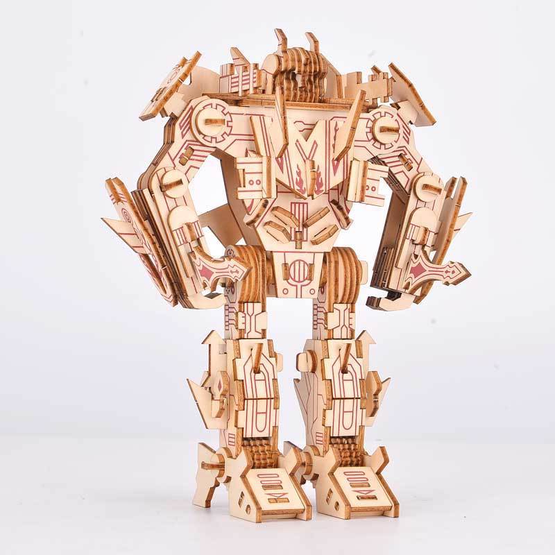 Wholesale DIY Assembly Kids Toys Collect Robot Autobots Model Kit Wood Crafts Ornaments 3D Wooden Puzzles for Adults Kids Gifts