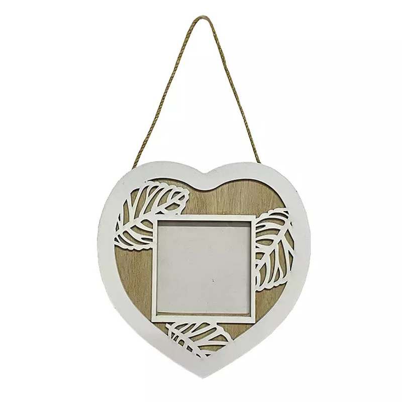 Custom Small Pictures Frames Heart Shaped Wood Photo Frame DIY Hanging Crafts Home Wall Decor Wedding Gifts