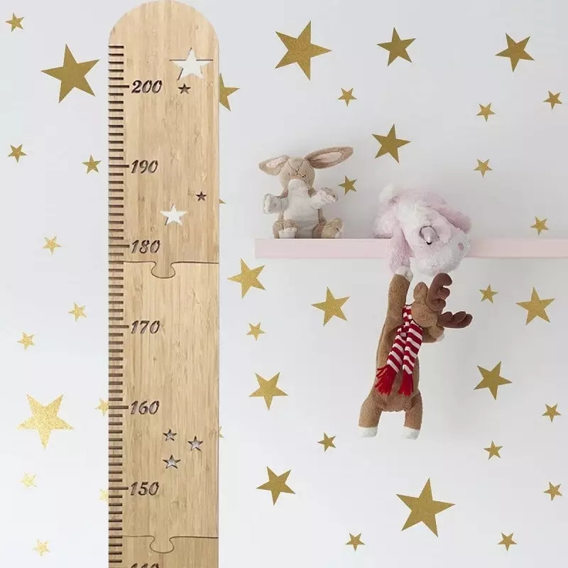 INS Nordic Baby Children Room Wall Decor Wood Ruler Free Height Measurement Milestone Stickers Wooden Growth Chart for Kids