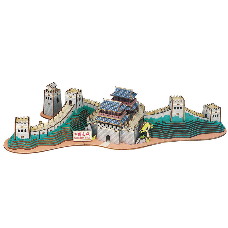 Wooden Chinese ancient architecture handmade educational toy jigsaw puzzle adult diy difficult model assembled the Great Wall