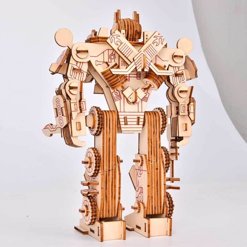 Wholesale DIY Assembly Kids Toys Collect Robot Autobots Model Kit Wood Crafts Ornaments 3D Wooden Puzzles for Adults Kids Gifts