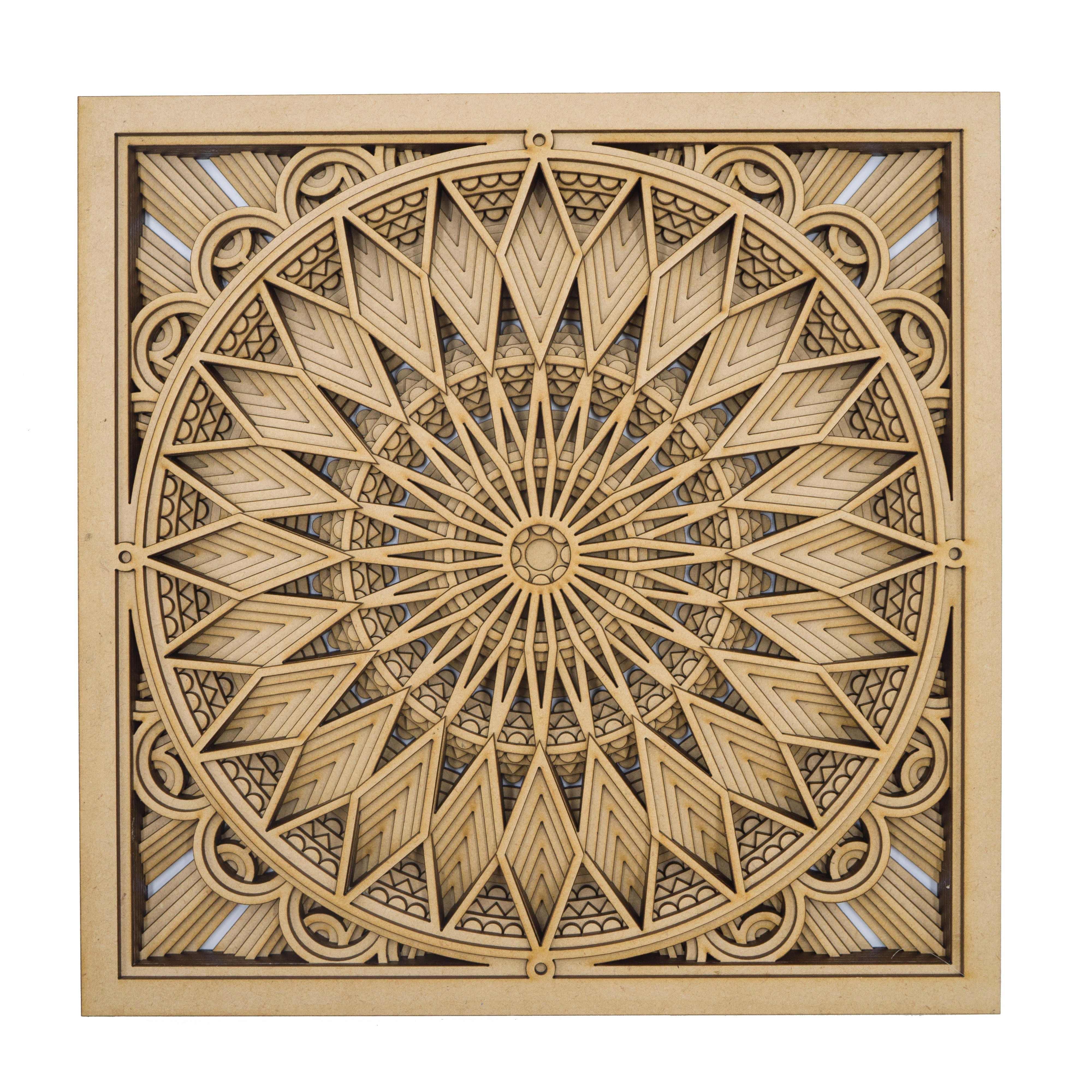 Wooden Mandala 3D Layered Wall Art Decor Spiritual carving prints craft decorative golden mandala wall hanging panel wood frame