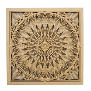 Wooden Mandala 3D Layered Wall Art Decor Spiritual carving prints craft decorative golden mandala wall hanging panel wood frame