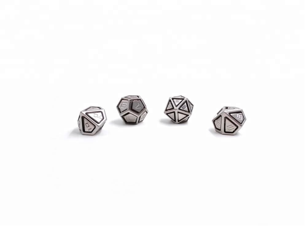 MBWS CNC Machining Caged Stainless Steel DND Polyhedral Custom Metal Game Dice set