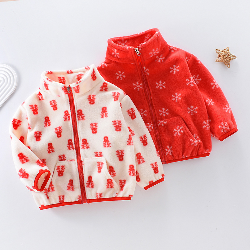 Children's Spring Jacket Girls Fleece Warm Foreign-Style Korean Padded Top Baby Out Of Autumn And Winter Clothes