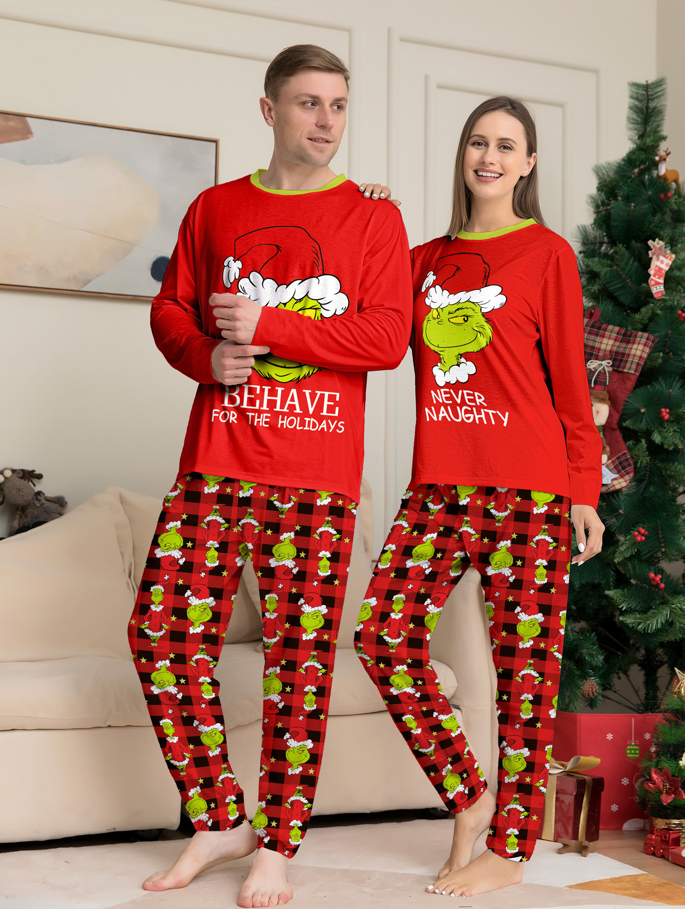 Couple Custom Set Women Cotton Pajama Sets Family Christmas Pajamas