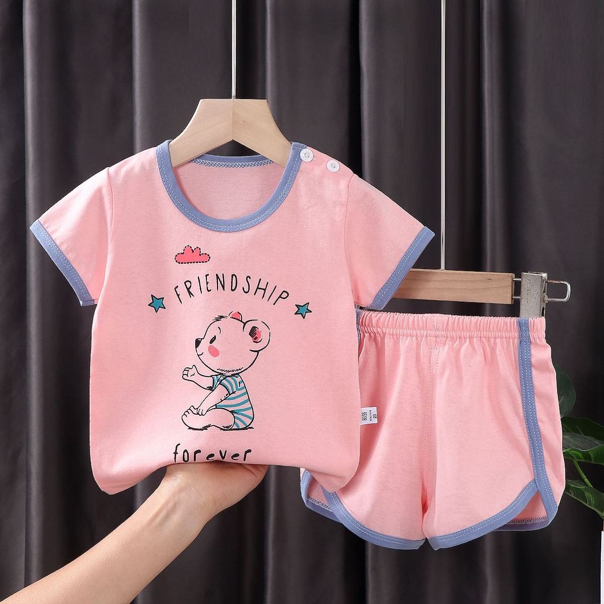 1-12 Years Children Summer Girls Clothing Sets Suit Sleepwear Short Sleeve Cartoon Kid Pajamas Casual Cotton Unisex Printed