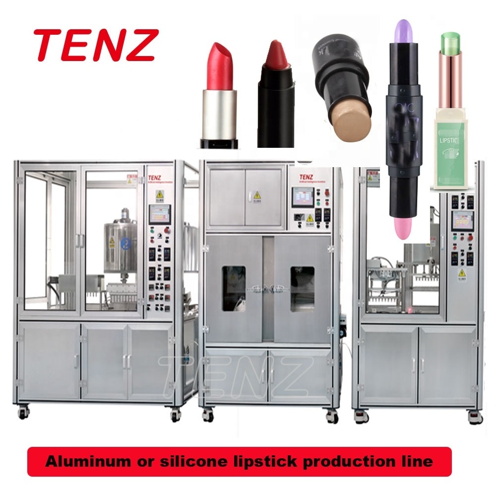 TENZ Full Automatic Stable Lipstick Lip Balm Making Mixing Filling Machine & Automatic Silicone Lipstick Filling Machine