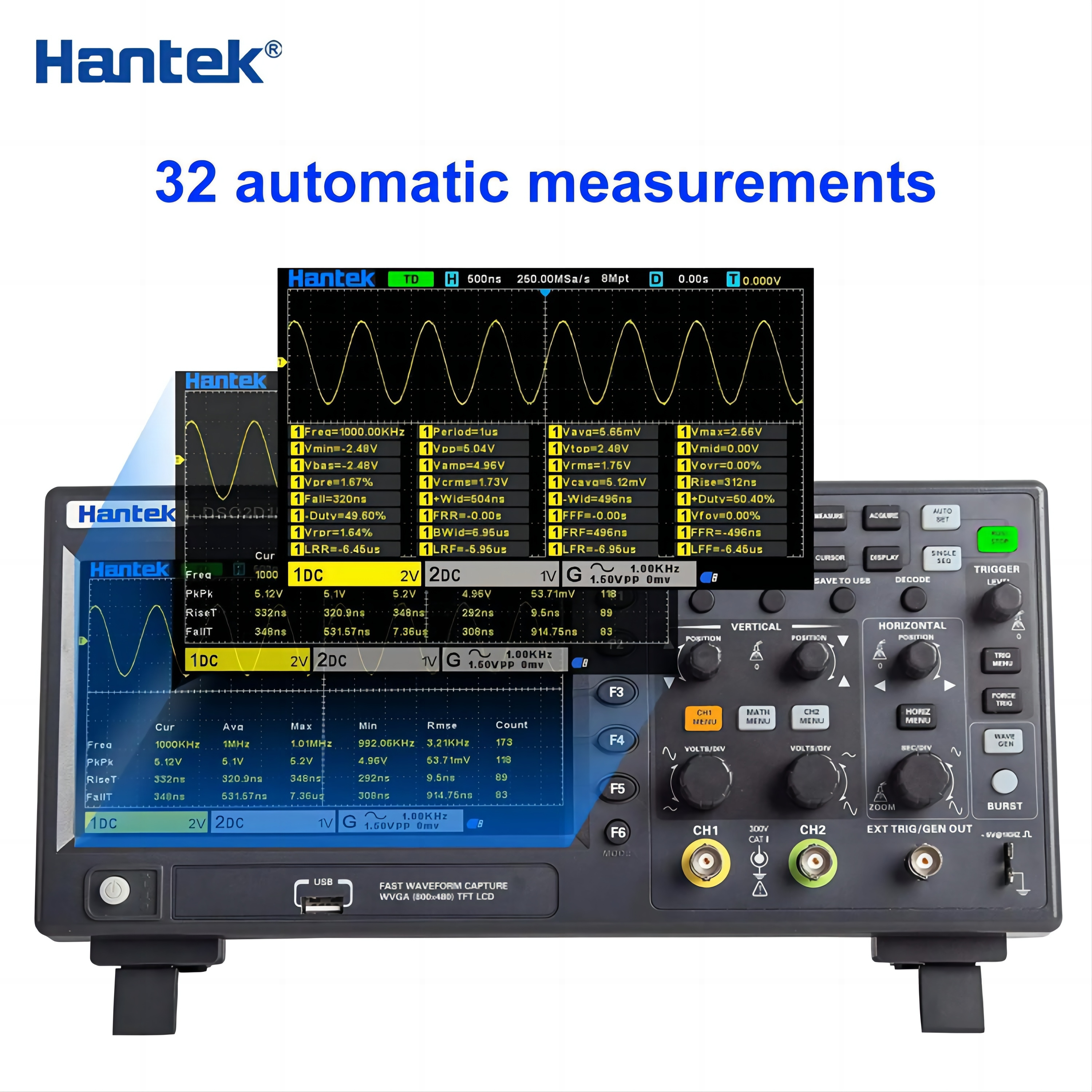 Hantek Dso2d15 Oscilloscope With 2 Channels Storage 100% Original 150mhz 1gsa/s Sampling Rate With Factory Price