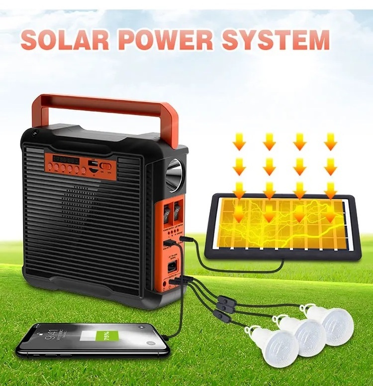 Solar Electric Power Generation Home Solar Panel System Kits Outdoor Radio Camping LED Light Portable Solar Home Lighting Kits