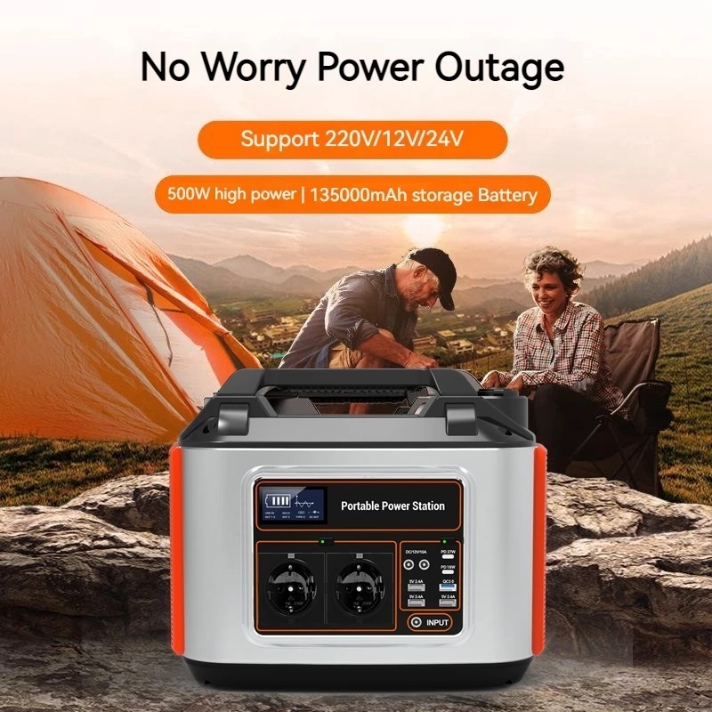 Portable 500W Lithium Battery Pack Power Station Emergency Backup Power Supply for Camping & House Energy Storage Generator