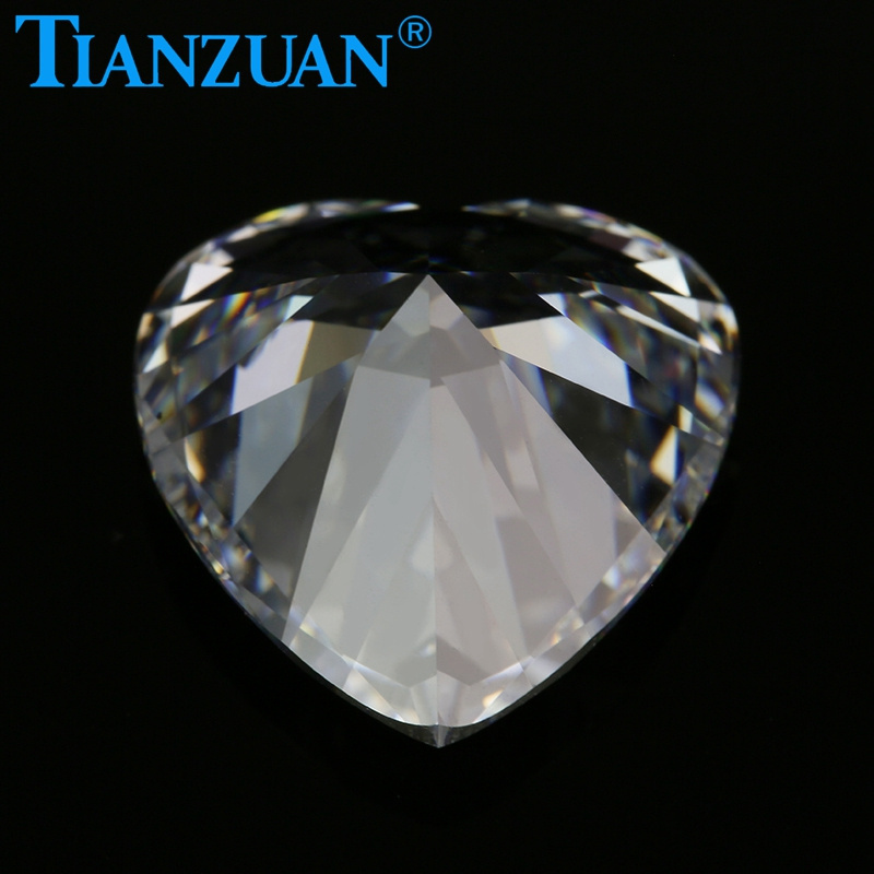 6A heart shape Cubic Zirconia white color Synthetic Diamond machine cutting for wholesale CZ stone