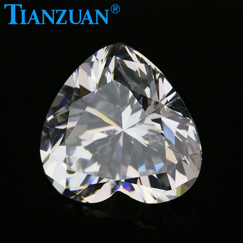 6A heart shape Cubic Zirconia white color Synthetic Diamond machine cutting for wholesale CZ stone