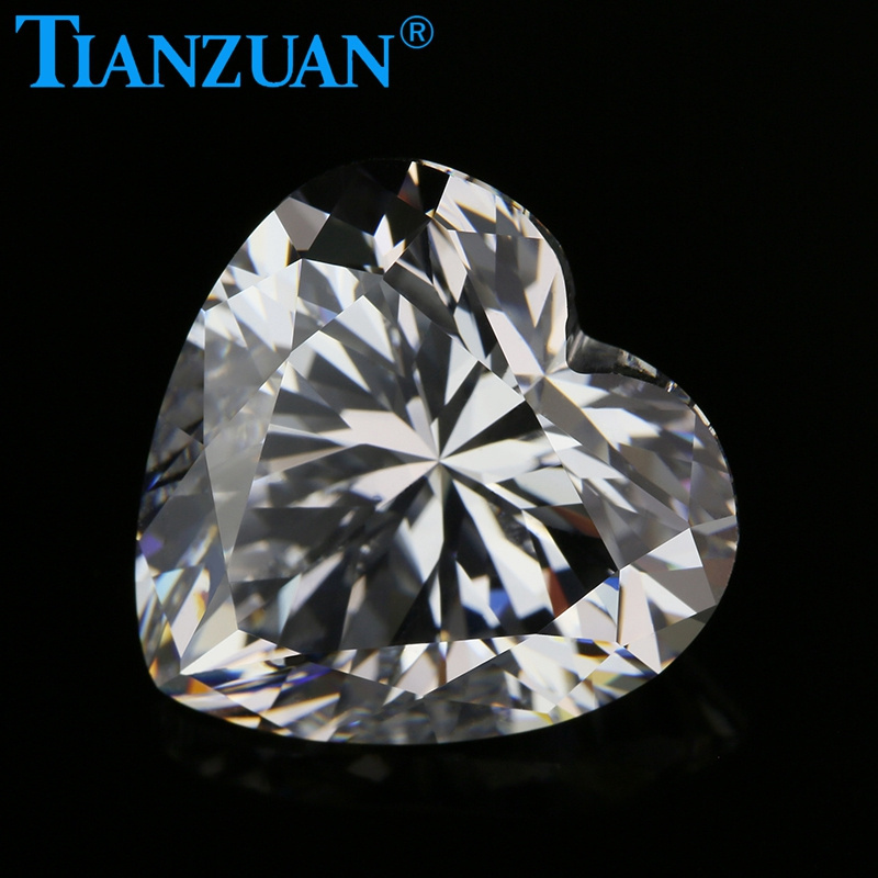 6A heart shape Cubic Zirconia white color Synthetic Diamond machine cutting for wholesale CZ stone