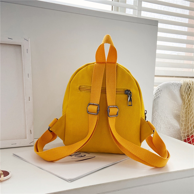 Mini Yellow School Bag for kids Cartoon Elephant Canvas Lightweight Kindergarten Backpack with Anti-Theft Bag