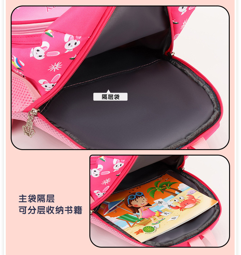 New Waterproof Rabbit School Bag Lightweight Children Kindergarten Dinosaur Boy Pink Backpack School Bags Girls