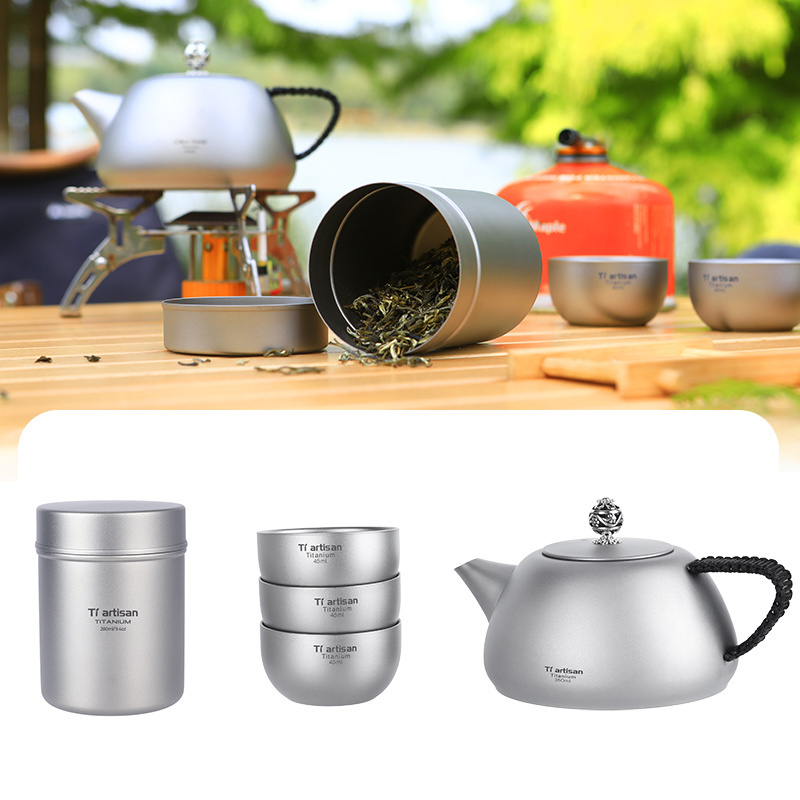 Water Kettle Titanium Kettle with Filter 350ml  Anti-scalding Handle Lid Ultralight Canteen Outdoor Camping Coffee Tea Pot