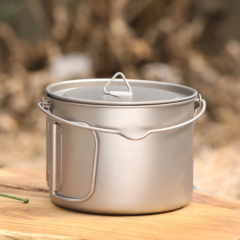 Camping Tableware Titanium Cookware set tourism cauldron Outdoor Cooking Pot 900ml Picnic Kitchen Hiking Trekking