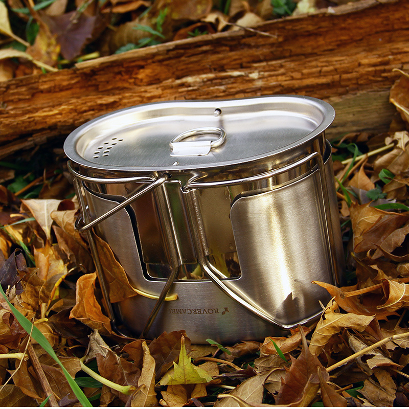 Titanium Stove with Stainless Steel Pot for Camping Hiking Picnic Ultralight Cookware