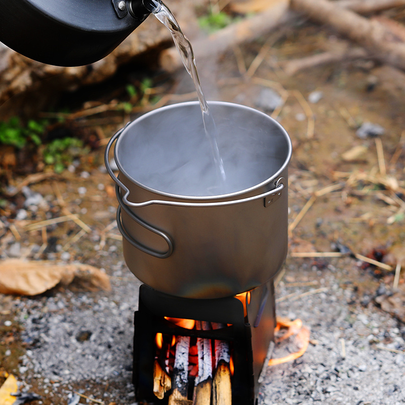 Titanium pot with bail handle 900ml 1100ml 1600ml  Outdoor Camping Picnic Water Mug Cup Tableware kitchen cookware