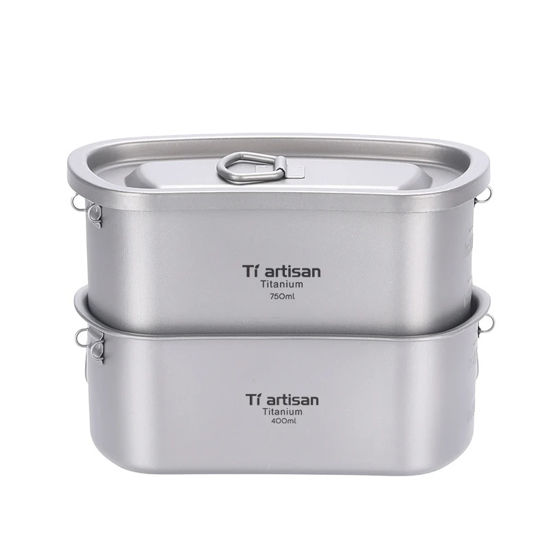 Outdoor Camping Titanium Canteen Cups Set Water Bottle Bowl Kettle Cooking Set Camping Mess Kit