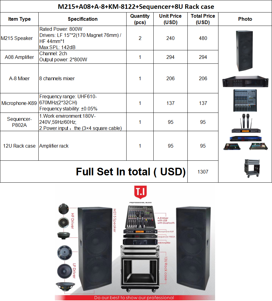 China manufacture empty speaker cabinets full range dual 15 inch sound system speakers pa system