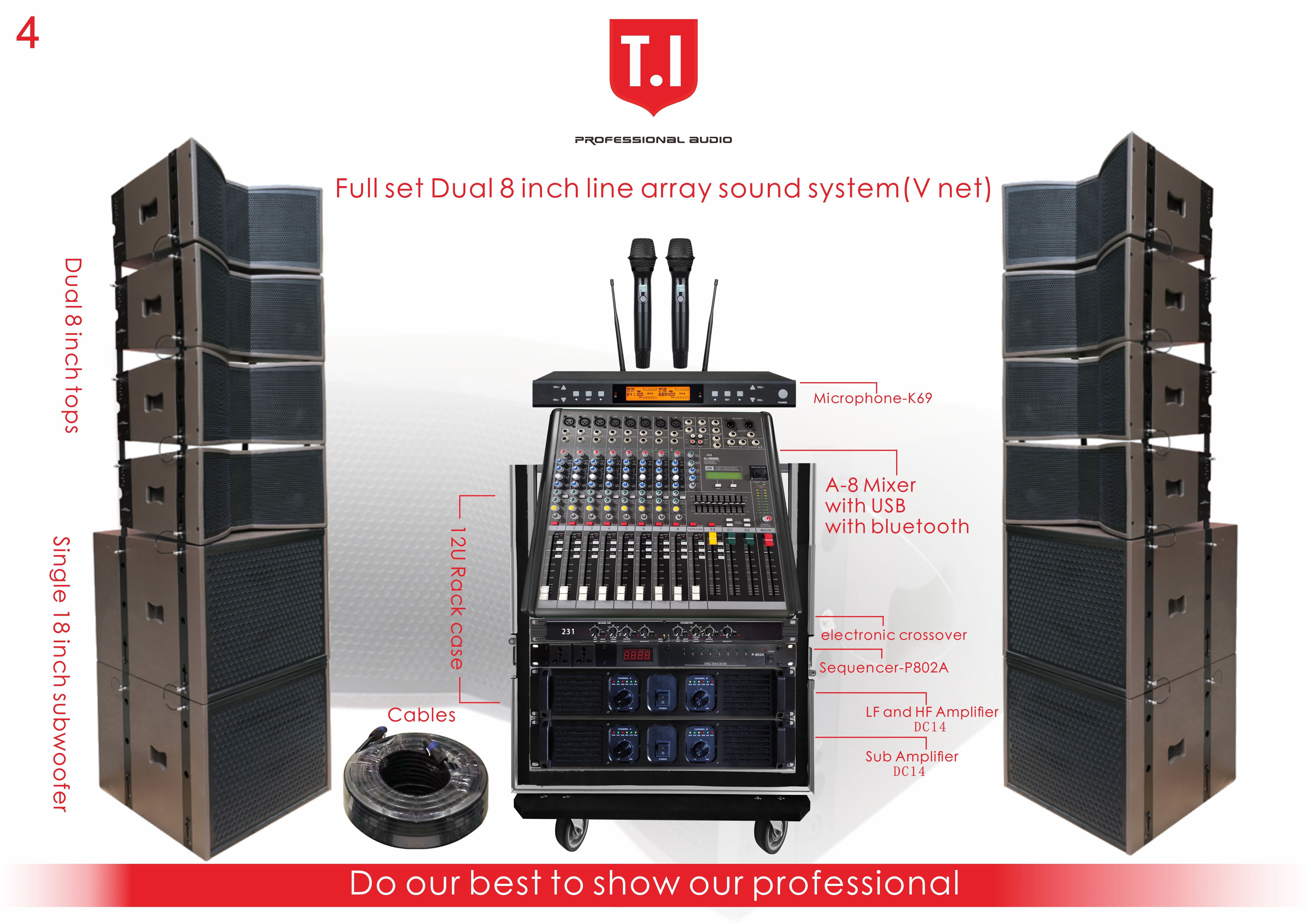 Dual 8 Inch Passive Professional Sound Column Speaker 2 Way Powered  Line Array System For Concert