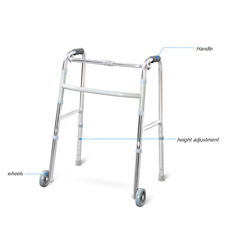 4 Wheels Aluminum Elderly Folding Walker For Adults