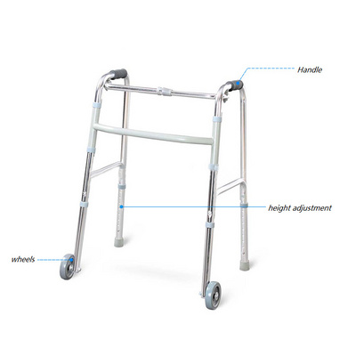 4 Wheels Aluminum Elderly Folding Walker For Adults