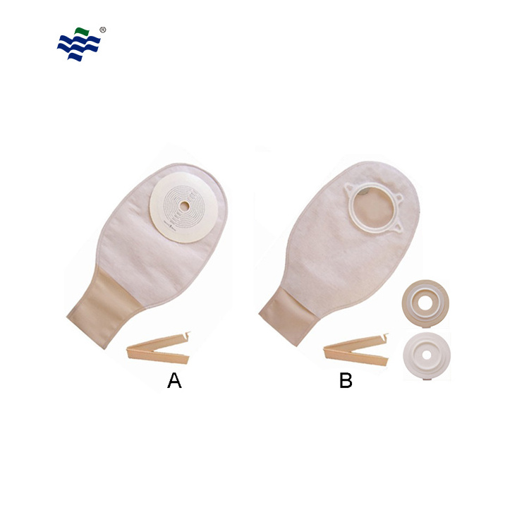 Cheap Price One Two Pieces Stoma Sterile Reusable Drainable Opaque PVC 70mm 80mm Disposable Colostomy Bags With Hook and Loop