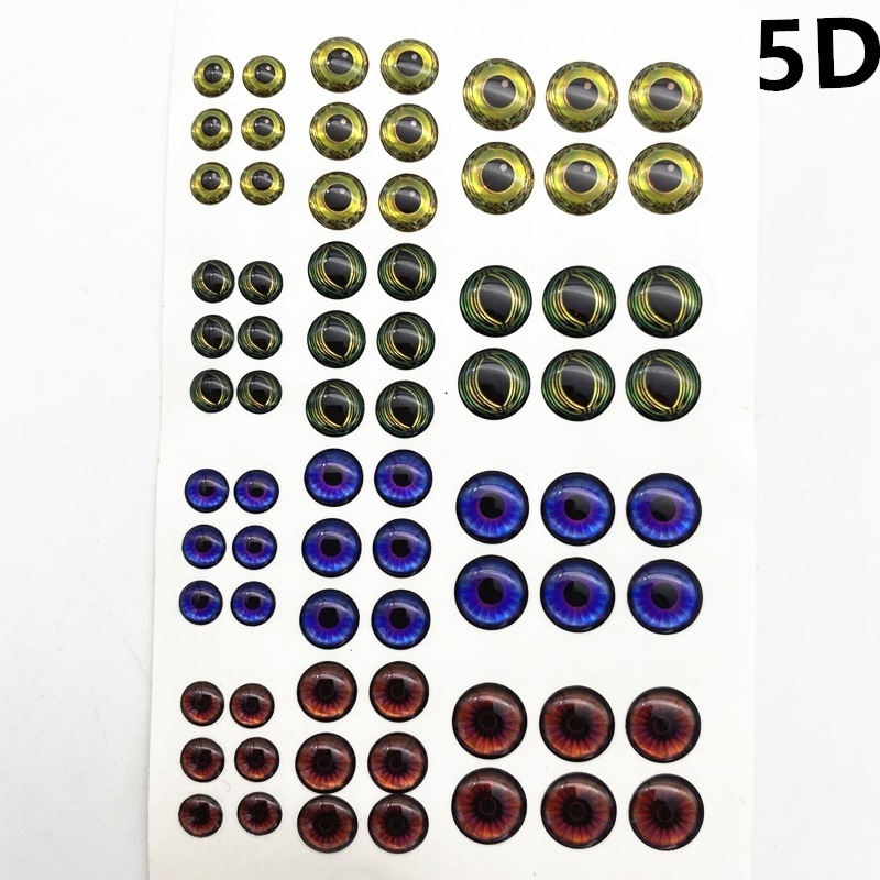 72PCS 3D 4D 5D Mixed Realistic Fishing Eyes Oval Fishing Lure Eyes for Making Fishing Bait Fly Tying Streamers Lures Crafts