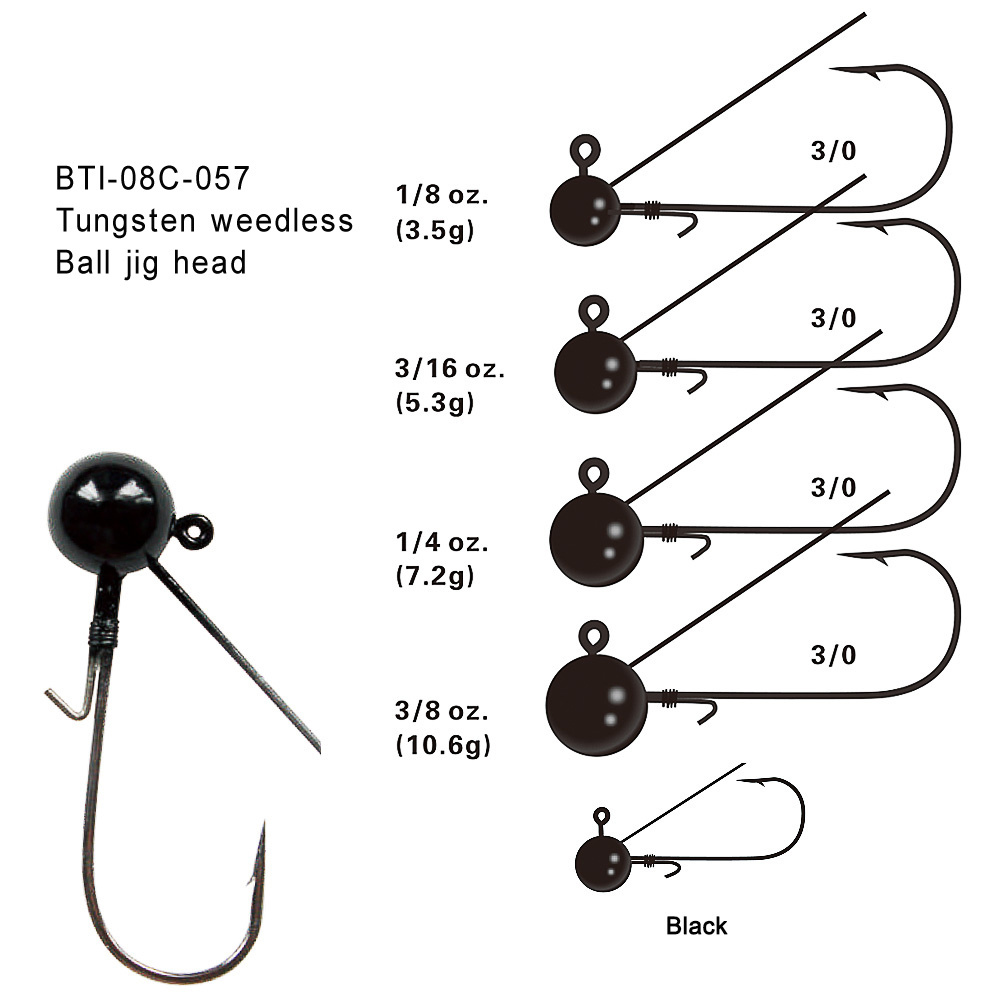 2020 hot sale high quality fishing tungsten ball jig head,tungsten black jig head