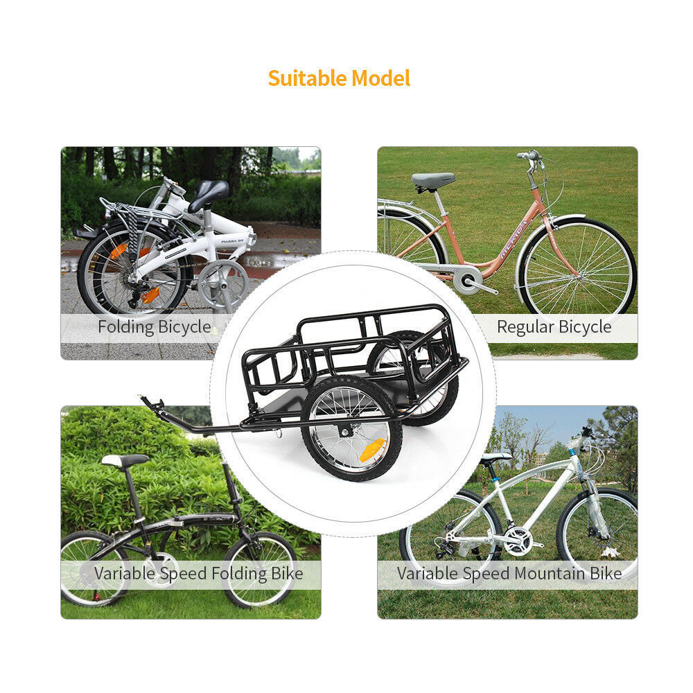 Foldable Bicycle Cycle Bike Cargo Trailer for Camping Tent Luggage Carry Transport