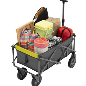 Foldable Picnic Camping Wagon Camping Cart Trail Collapsible Folding Beach Utility Cart Trolley Wagon for Outdoor Garden Beach