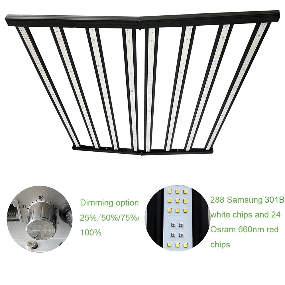 Hydroponic Greenhouse Samsung lm301B Chips 720w 800w LED Plant Grow light Full Spectrum LED Grow Light 8 Bar Fixture