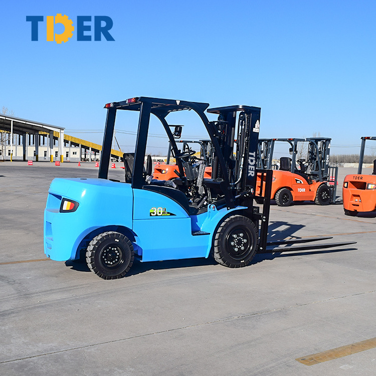 TDER empilhadeira mini battery forklift 2500kg 3000kg 2.5 ton 3 ton electric forklift with triplex full free mast