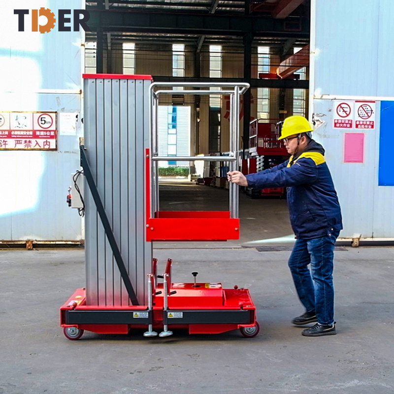 TDER mini truck scissor lift Dual Mast Aluminum Electric Scaffolding Lifter Mini Lifter Hydraulic Man Lifter