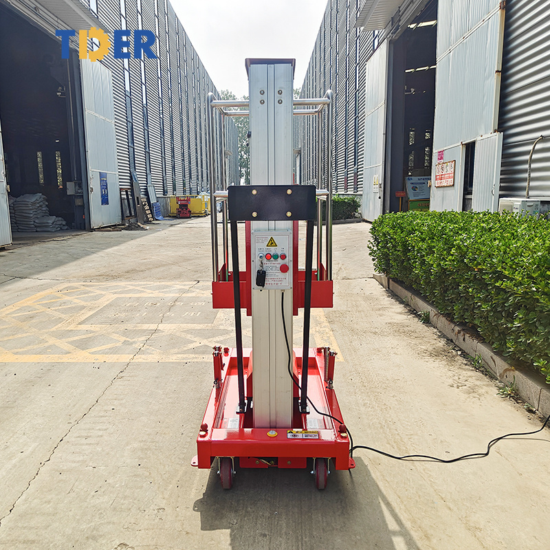 2023 TDER electric aluminium alloy telescopic man lift 6 meter vertical lifts platform aerial working platform lift