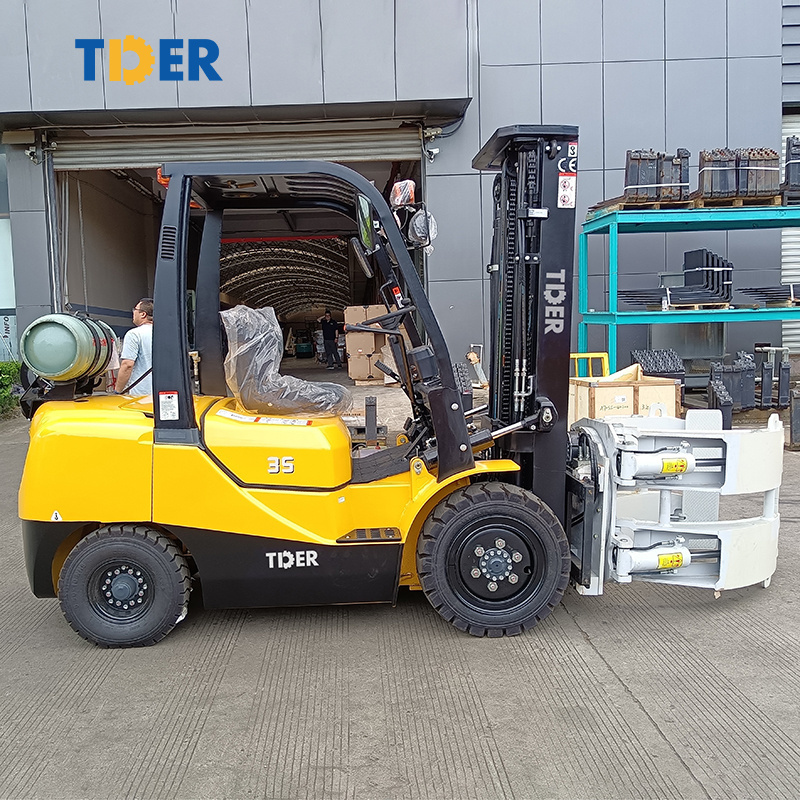 TDER forklift parts  lpg cylinder gasoline 3500kg 3.5ton lpg gas forklift with paper roll clamp