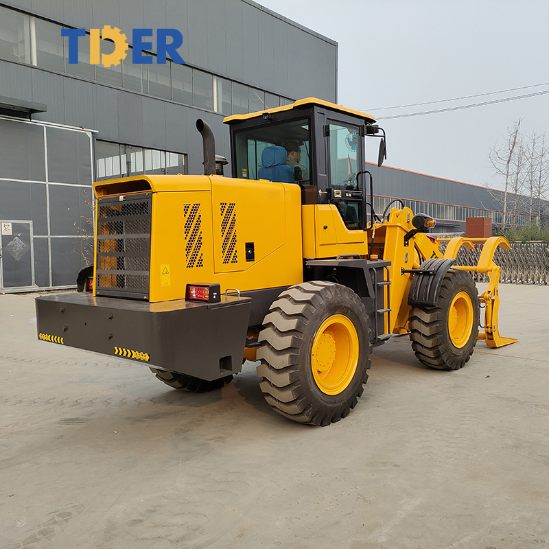 TDER chinese 2500kg wheel loader backhoe spare part 2.5ton mini wheel crawler loader grapple forks