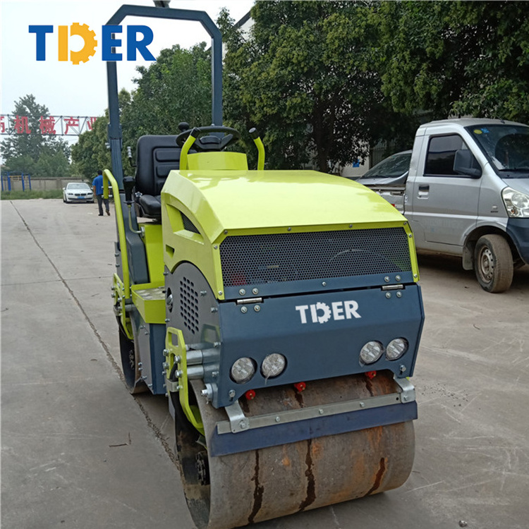 TDER Mini Road Compact Roller 0.8T 1T vibrating road roller with Hydraulic oil radiator