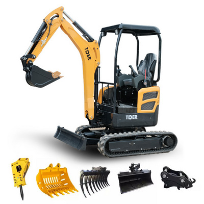 TDER hydraulic crawler excavator 1 ton 1.5 ton 1.8 ton 2 ton mini excavator 2 ton diesel with EPA euro 5 engine