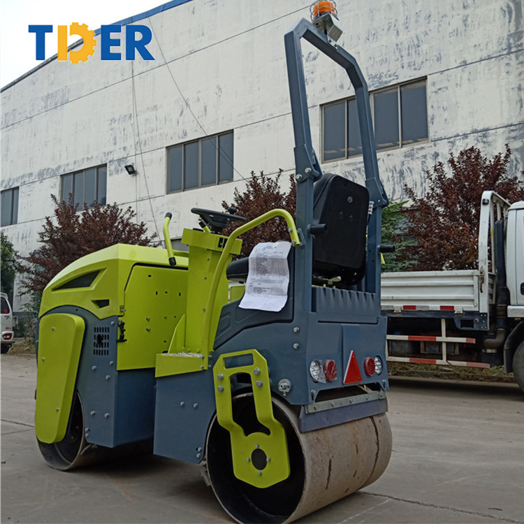 TDER Mini Road Compact Roller 0.8T 1T vibrating road roller with Hydraulic oil radiator