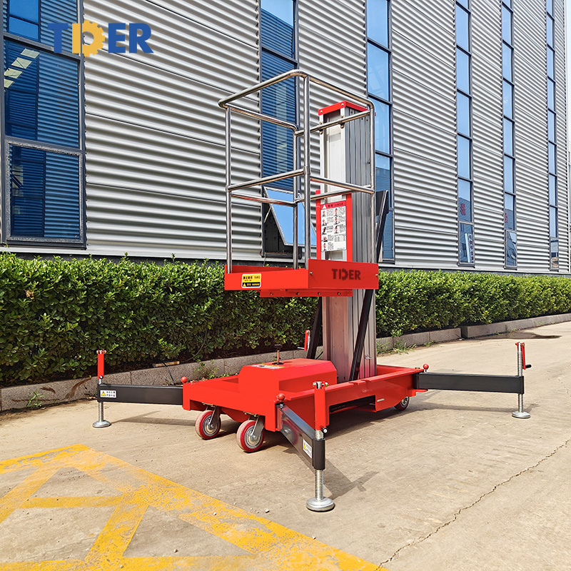 2023 TDER electric aluminium alloy telescopic man lift 6 meter vertical lifts platform aerial working platform lift