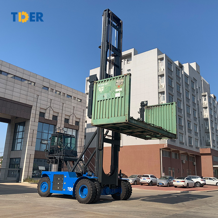 TDER 9 ton empty stacker container handler lifting forklift for 20GP 40ft container